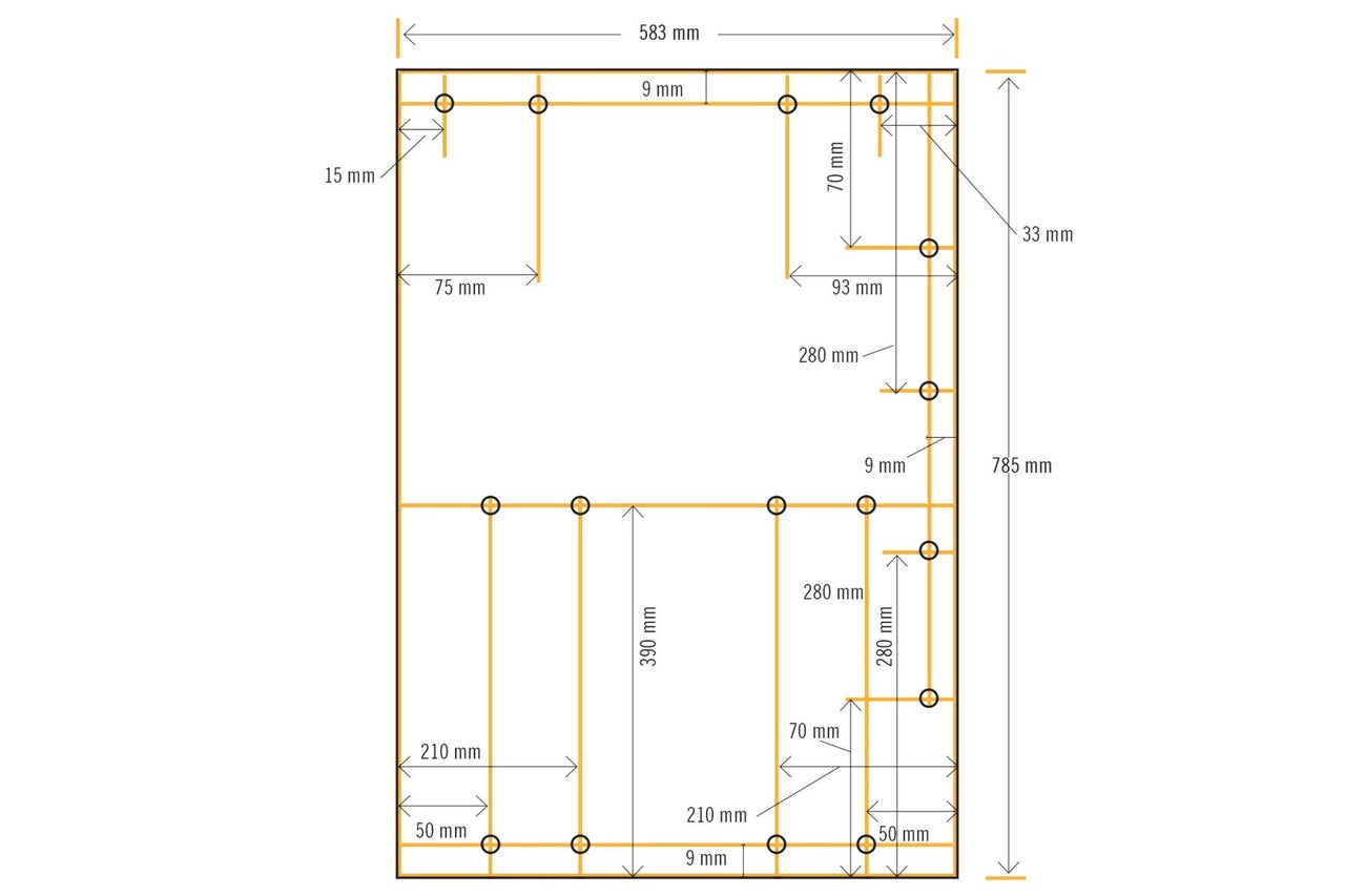 Diagram s rozmermi pre stavebný projekt