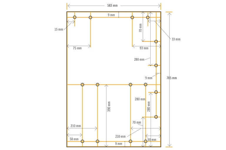 Diagram s rozmermi pre stavebný projekt