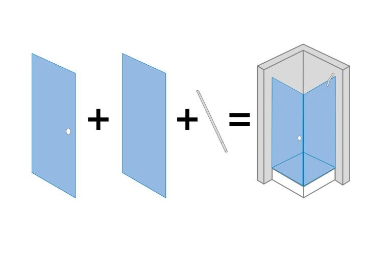 Zobrazenie jednotlivých komponentov sprchovacieho kúta
