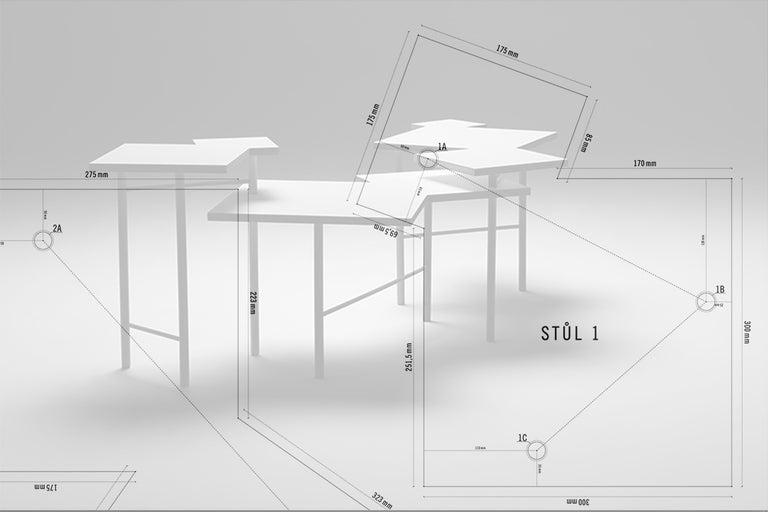 Ilustrácia písacieho stola s rozmermi