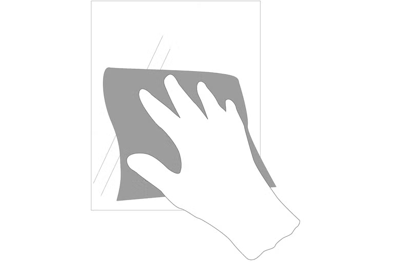 Symbol pre utieranie povrchu handričkou.