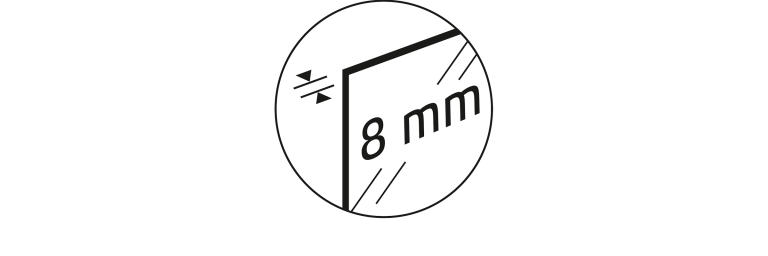 Symbol pre hrúbku materiálu 8 milimetrov