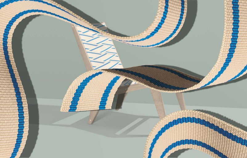 Stolička z dreva a textilnej pásky