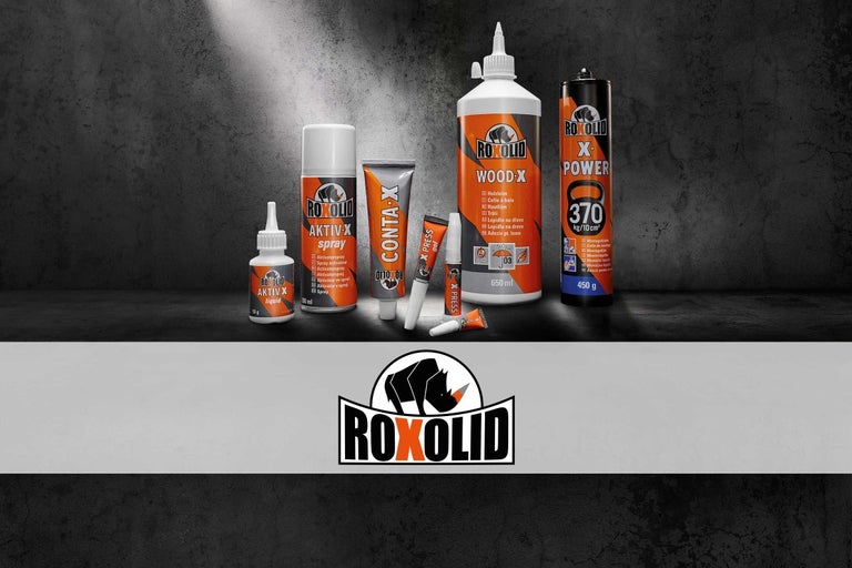 Rôzne produkty Roxolid, vrátane lepidiel a sprejov