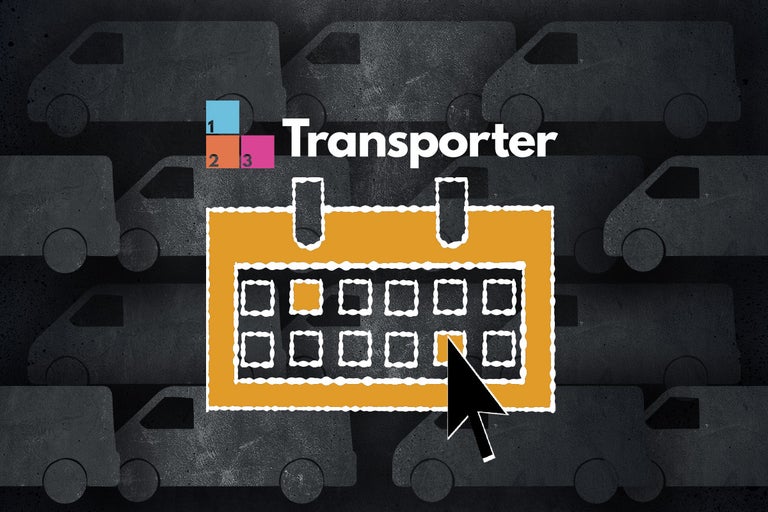 Symbol transportéra s kalendárom a kurzorom myši