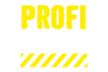 Nápis Profi s výstražnými pruhmi
