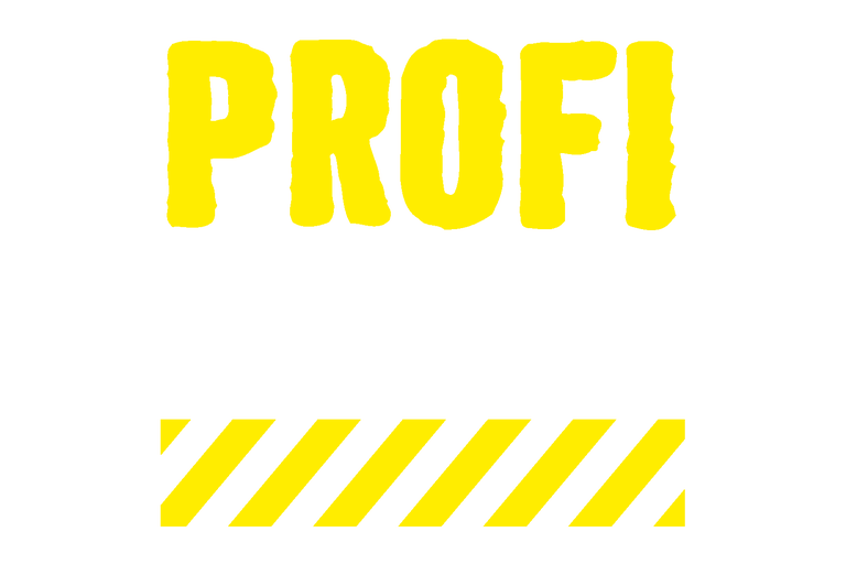 Nápis Profi s výstražnými pruhmi