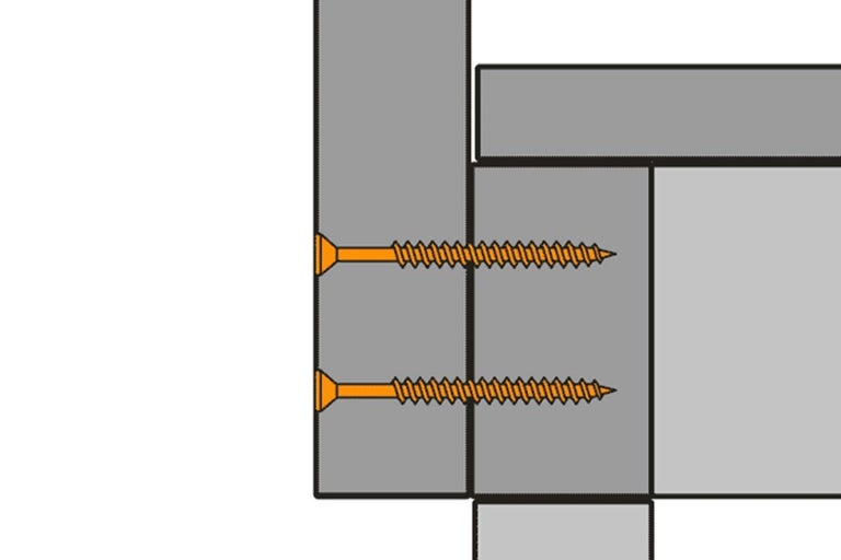 Ilustrácia dreveného spoja s dvoma skrutkami
