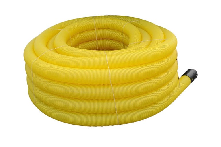 Žltá drenážna rúra v tvare kruhu