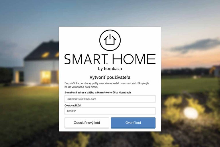 Vytvoriť používateľa Hornbach Smart Home