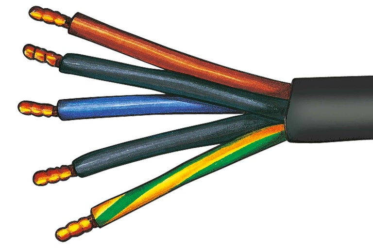 Elektrický kábel s piatimi žilami