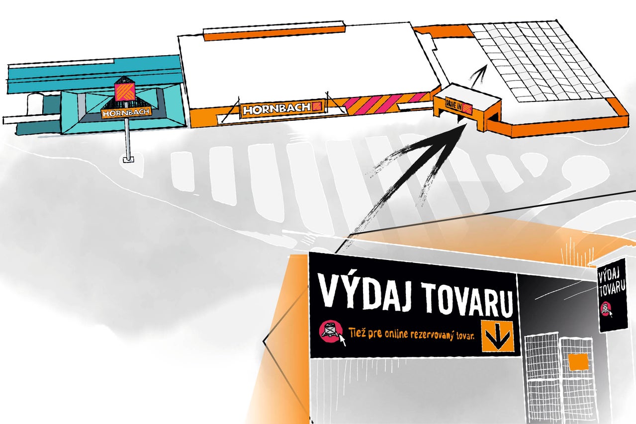 Plán lokácie obchodu Hornbach pre výdaj tovaru