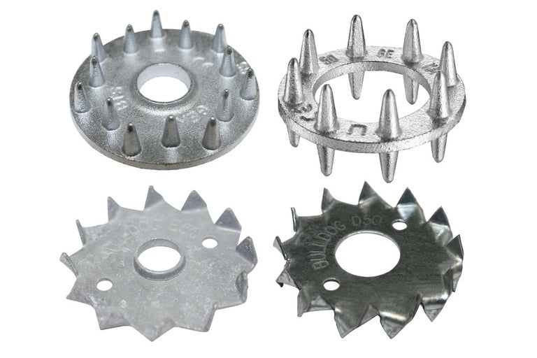 Kovové upevňovacie podložky s hrotmi a otvormi