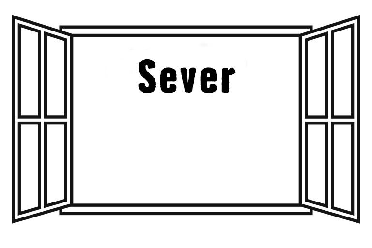 Ilustrácia okna so slovom Sever