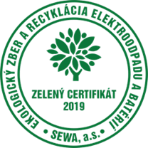 Certifikát pre recykláciu elektrospotrebičov a batérií