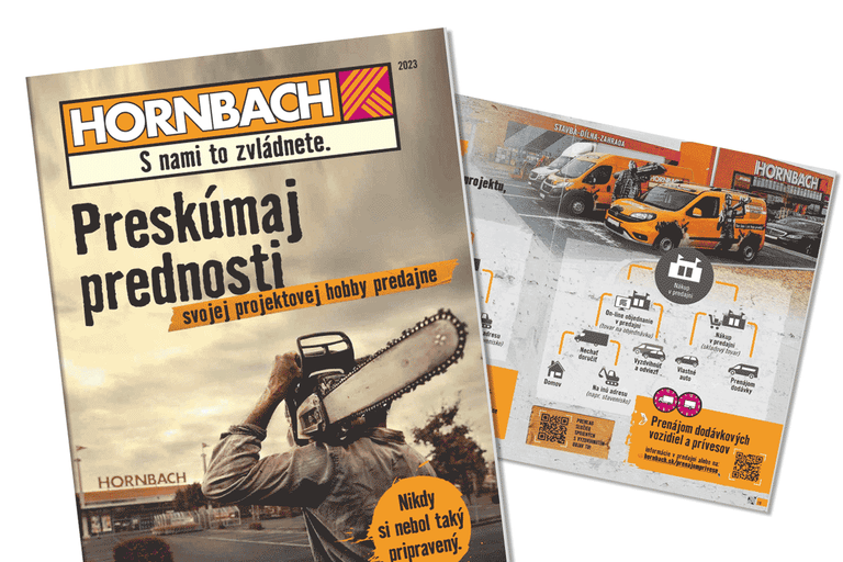 Katalóg Hornbach s informáciami o stavbe, dielni a záhrade