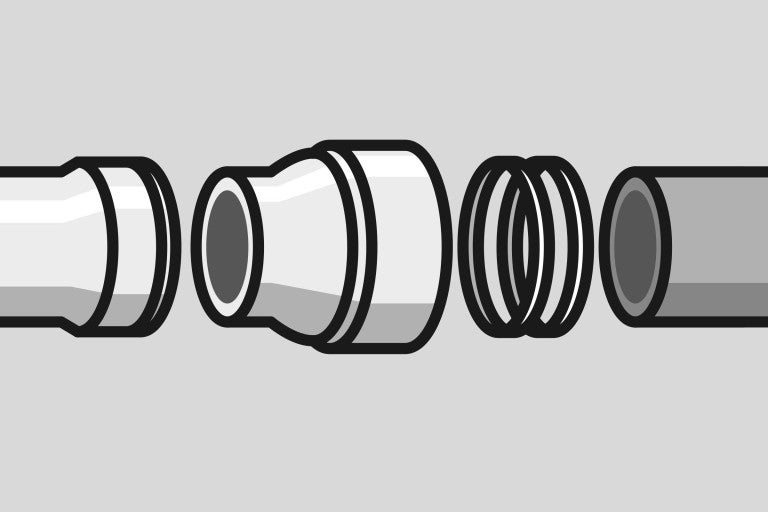 Ilustrácia potrubného spoja s tesniacimi krúžkami