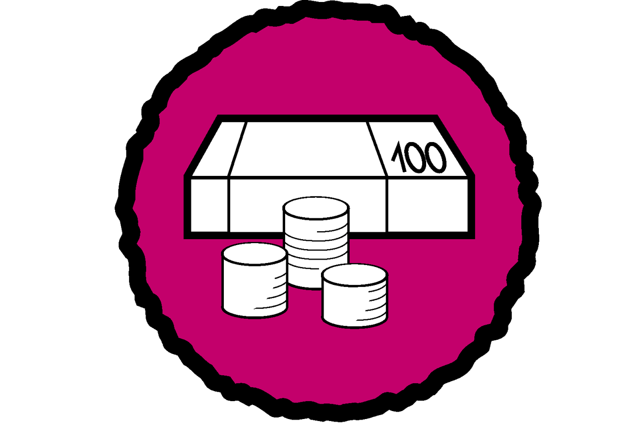 Symbol financovania bankovkami a mincami