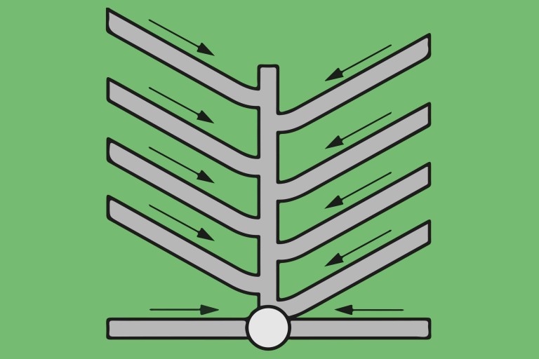 Schéma stromovej drenáže so šípkami