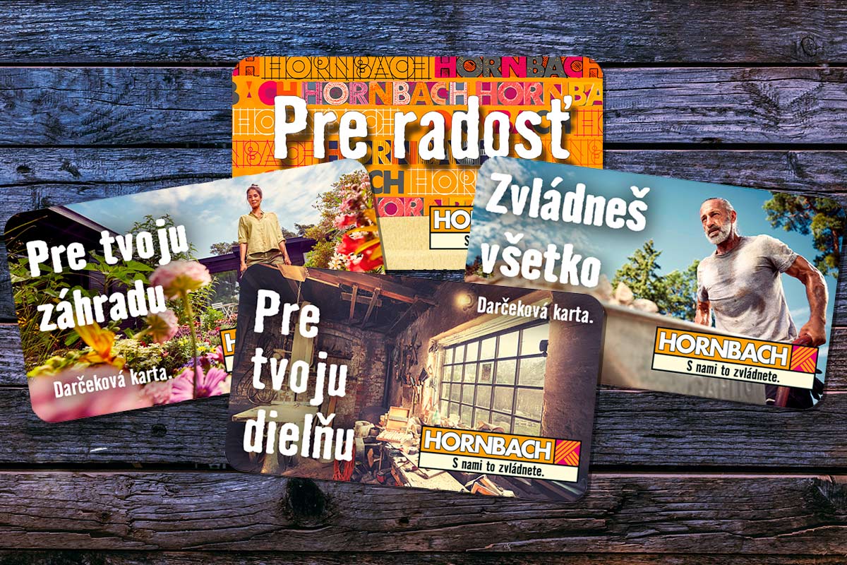 Darčekové karty Hornbach pre záhradu, dielňu a ďalšie