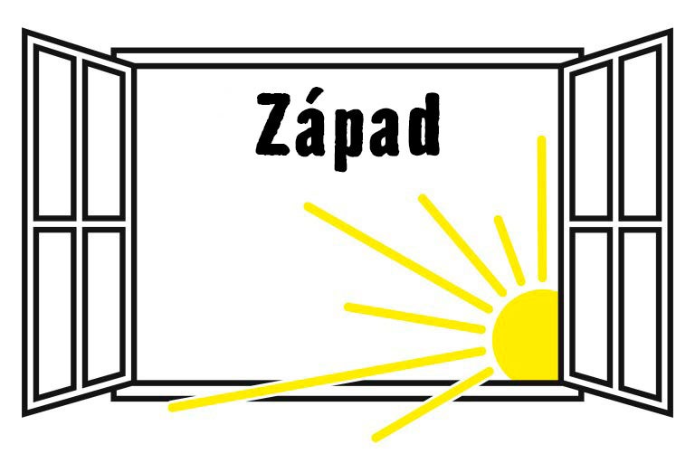 Ilustrácia východu slnka oknom