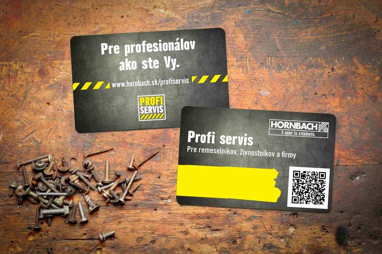 Vizitky Hornbach Profi Service so skrutkami