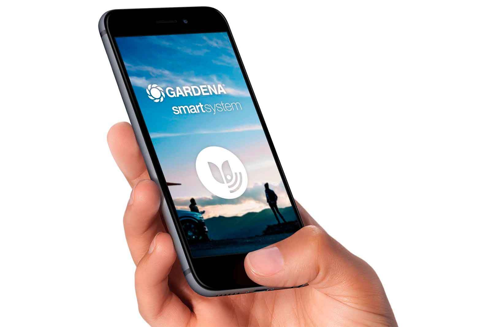 Ruka drží smartfón s aplikáciou Gardena Smart System