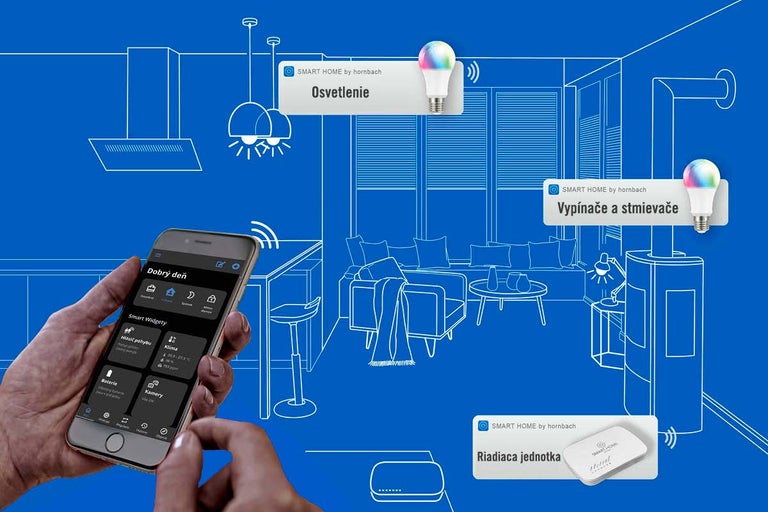 Ovládanie inteligentnej domácnosti pomocou smartfónu v štylizovanom zobrazení obytného priestoru