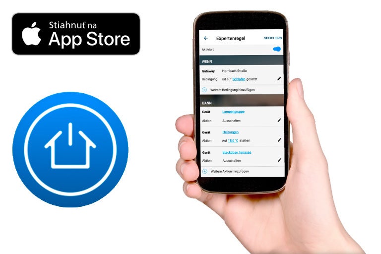 Tlačidlo sťahovania z App Store s aplikáciou Smart Home na smartfóne