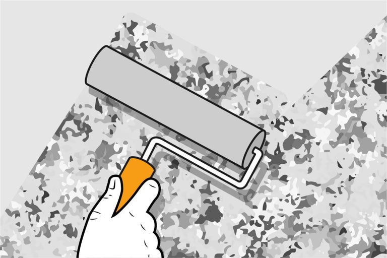 Ilustrácia osoby maľujúcej stenu maliarskym valčekom