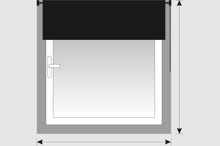 Okno s roletou na meranie šírky a výšky