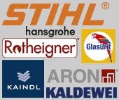 Logá Stihl, Hansgrohe, Rotheigner, Glasurit, Kaindl, Aron a Kaldewei