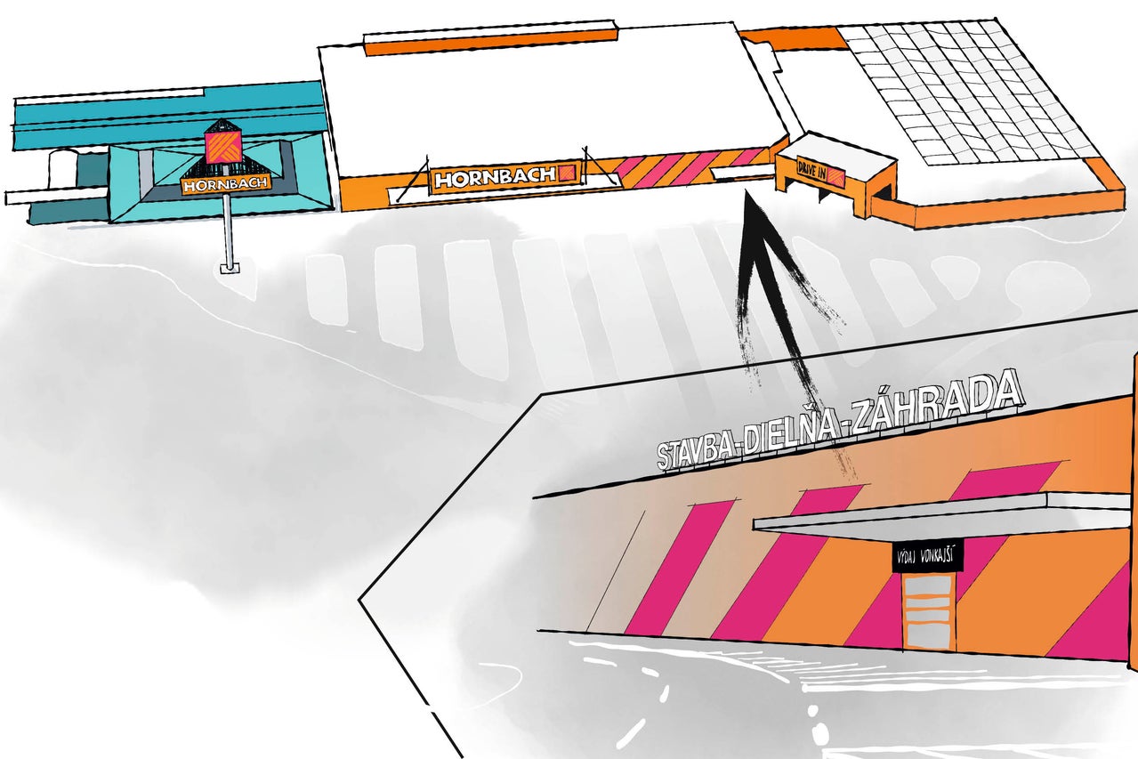 Ilustrácia hobbymarketu Hornbach s Drive In