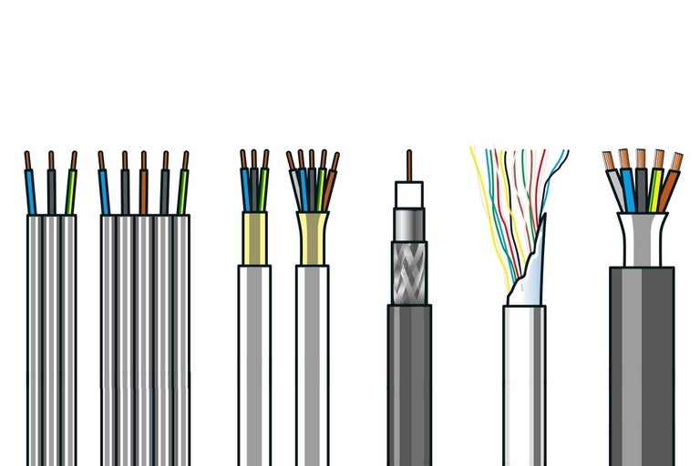 Ilustrácia rôznych typov káblov