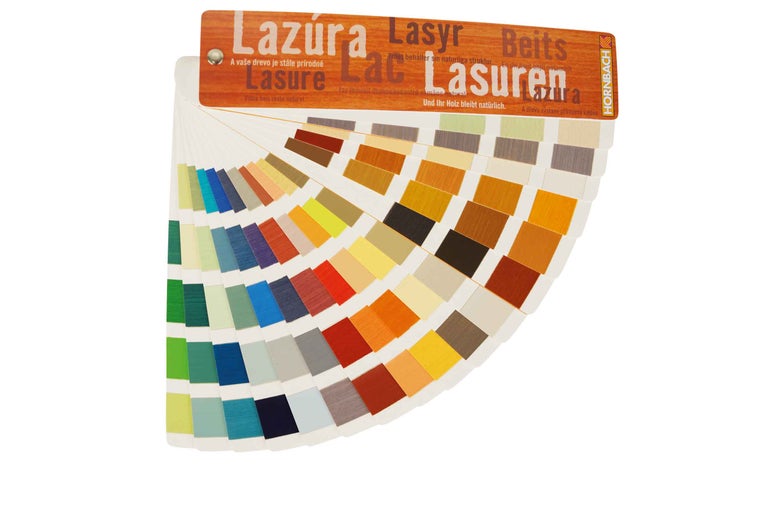 Vzorkovník farieb pre lazúry na drevo s logom Hornbach