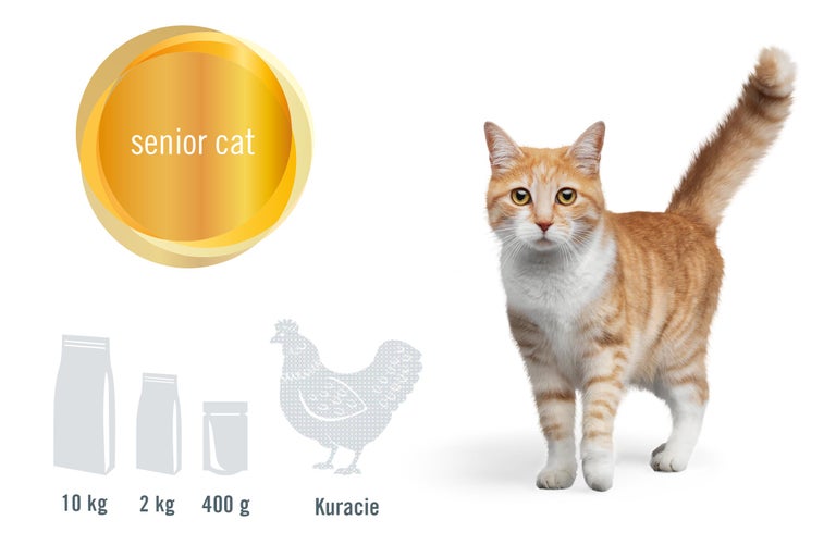 Krmivo pre staršie mačky s hydinou v rôznych veľkostiach balenia