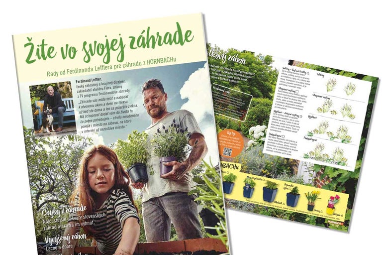 Časopis na tému záhradný dizajn s tipmi a inšpiráciou pre záhradu od Hornbachu