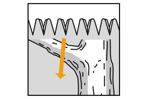 Znázornenie rezu stromu s vodiacou šípkou rezu