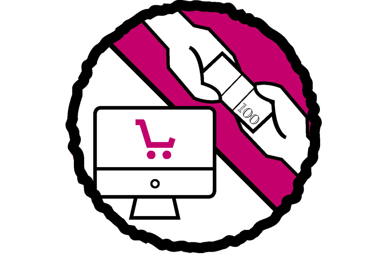 Symbol pre online platbu s počítačom a bankovkou
