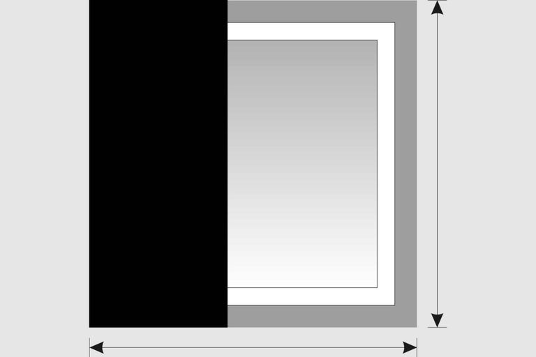 Zobrazenie posuvných dverí s rozmermi