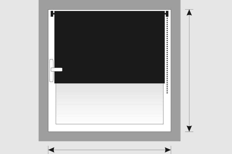 Ilustrácia okna s roletou na označenie veľkosti.