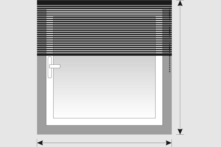 Ilustrácia okna so žalúziou na určenie veľkosti