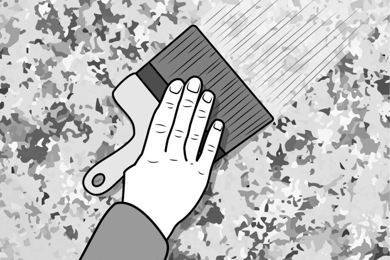 Ilustrácia ruky maľujúcej stenu štetcom.