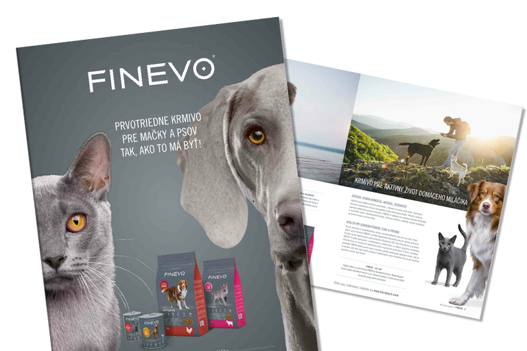 Brožúra Finevo s produktmi krmív pre mačky a psy