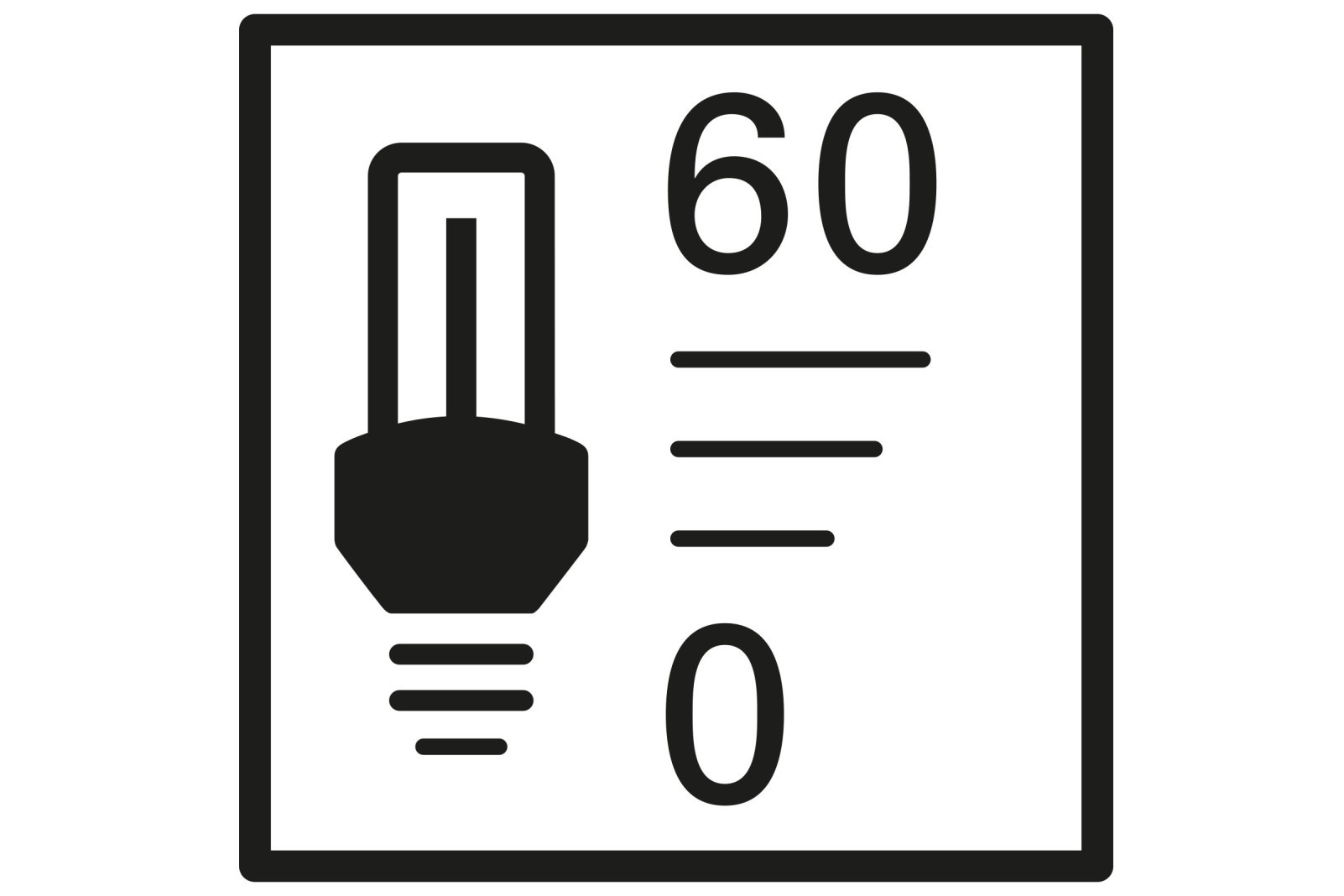 Symbol svetelného výkonu 60 až 0 lúmenov