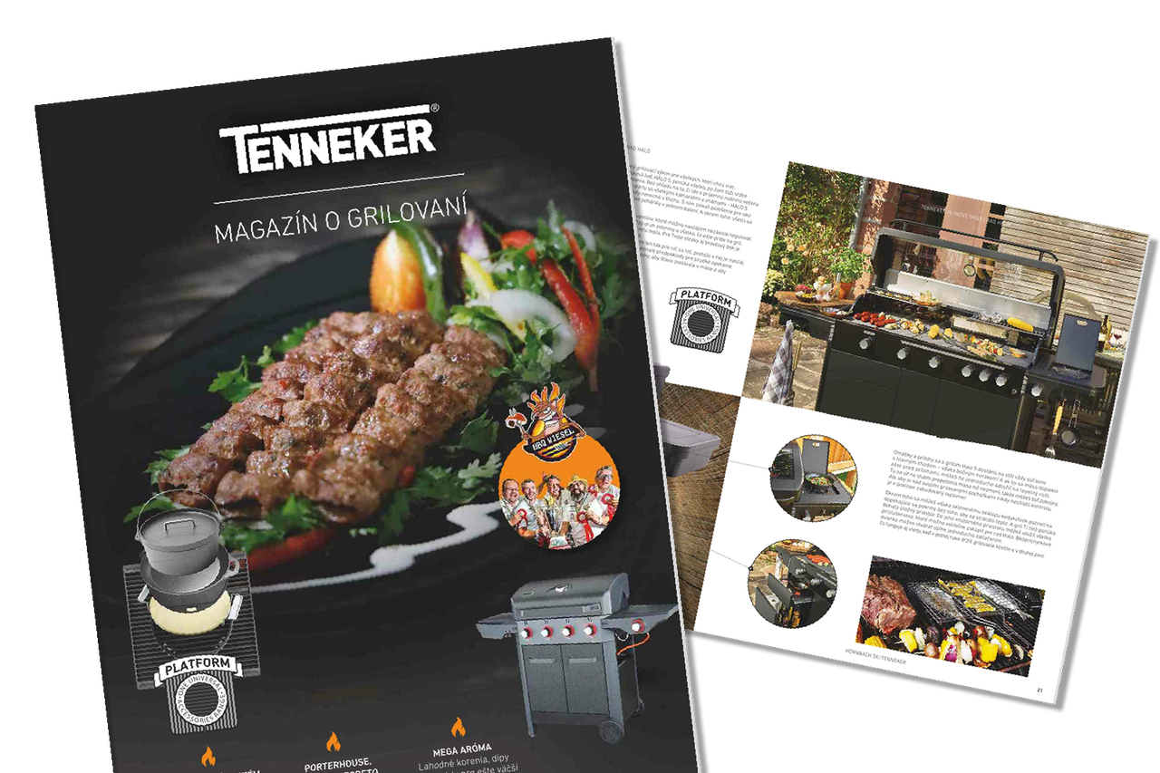 Časopis o grilovaní Tenneker s grilovacími produktmi