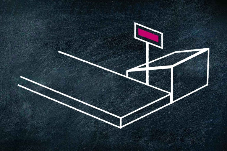 Ilustrácia pokladne s dopravníkovým pásom