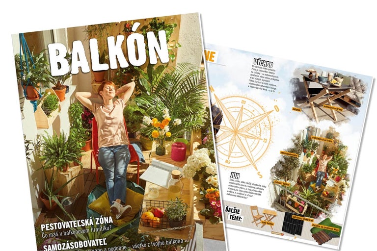 Časopis Balkón so ženou na balkóne a tipy na dizajn.
