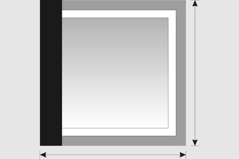 Obrázok okna s údajmi o šírke a výške pre stavebné projekty