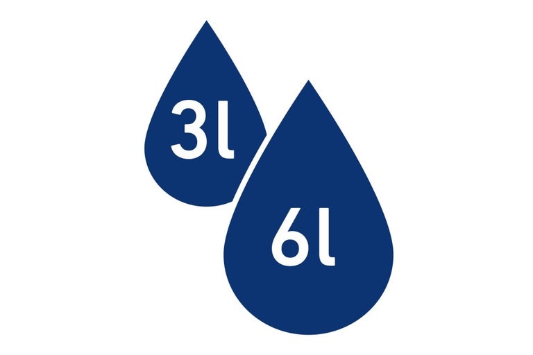 Symbol pre 3 litre a 6 litrov vody